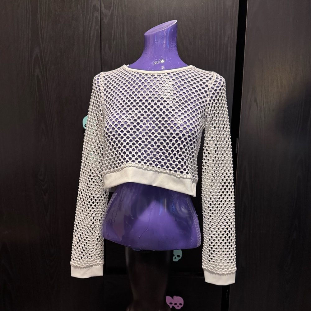 White Mesh Crop Top